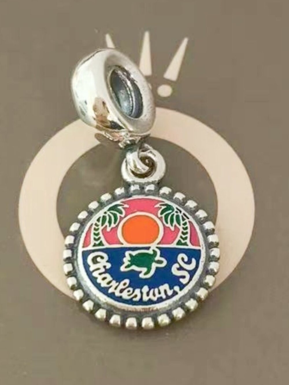 Pandora Charleston SC Dangle Charm Sunset Charm Beach Charm Turtle CharmTravel